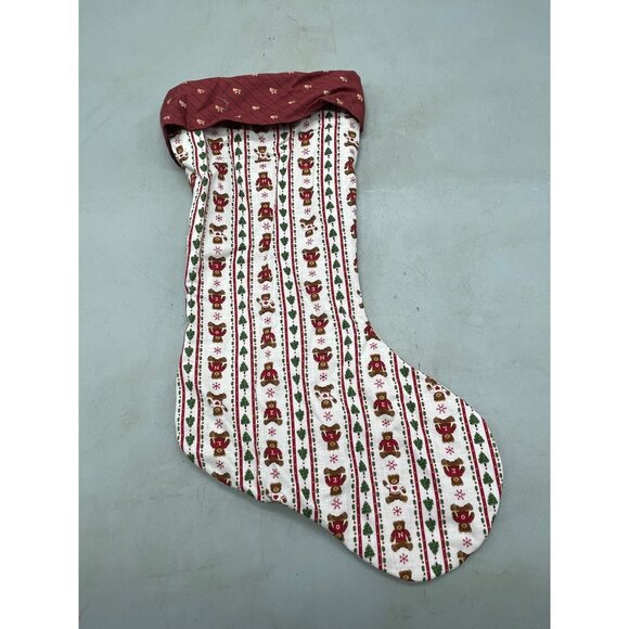 handmade Christmas stocking bear snowflake heart tree design red green 15" READ - Picture 2 of 6